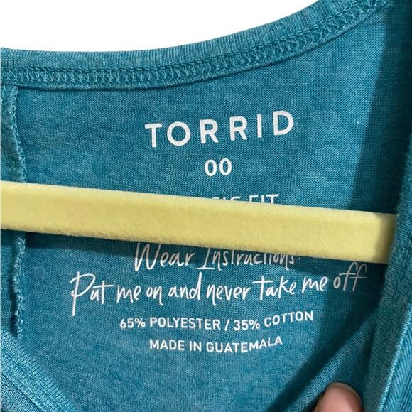Torrid Teal Everyday No Worries Here Graphic Tank Sz 10 - Picture 8 of 11